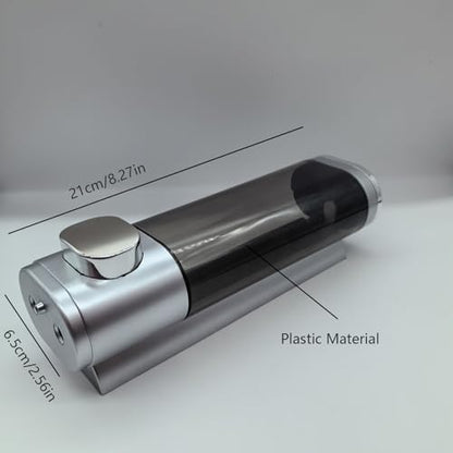 10oz/300ml Single Manual Wall Mounted Soap Dispenser, Silver | Bathroom Shampoo and Conditioner Dispenser, Clear Plastic Refillable Liquid Lotion Pump Dispenser and Organizer - color: Silver