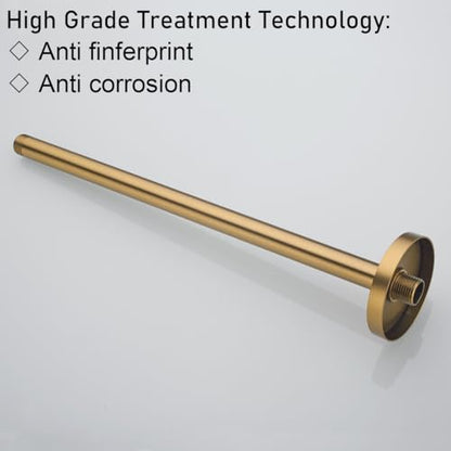RANDOM Champagne Bronze Shower Arm with Flange 16 Inches Ceiling Mount Shower Head Extension Straight Arm Ceiling-Mounted For Fixed Shower Head. RD-91038-16CB - color: 16″ Champagne Bronze(Round Flange)