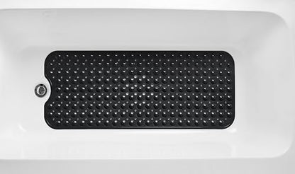 Extra-Long Non-Slip Bathtub & Shower Mat 39”x16” (Smooth/Non-Textured Tubs Only) Safe, Clean, Machine-Washable, Superior Grip&Drainage, Vinyl, Opaque Black - color: Opaque Black, size: 39" x 16" (Rectangular)