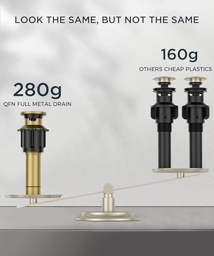 QFN Bathroom Faucet 3 Hole 8 Inch Widespread for Vanity Faucet Brushed Gold | Two Handles Bathroom Sink Faucet Lead-Free Square Design with Supply Lines, 4-12 Inch 3 Hole Install, for RV Vanity Laundry - color: Brushed Gold, style: Square