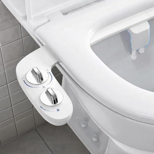 Bidet Attachment for Toilet, Non-Electric Dual Nozzle Toilet Sprayer, Cold Water Adjustable Pressure Bidet Sprayer for Women, Elderly & Postpartum Hygiene, Easy Install Portable Bathroom Bidet - color: White