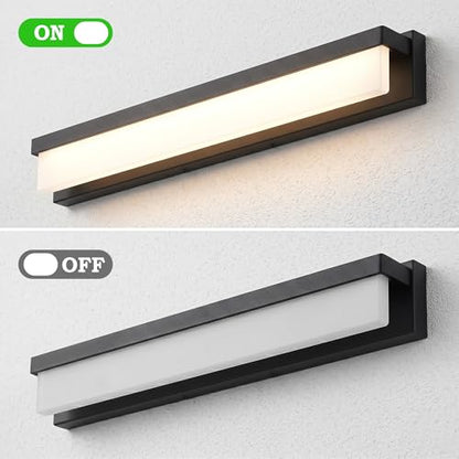 URSOLA LED Bathroom Vanity Light Fixture Over Mirror 32.3 inch Modern Rectangle Black Matte Metal Lighting Bar 4000K Daylight Wall Sconce (Black) - color: Black, size: 32inch