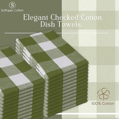 Mint Green and White Buffalo Check Kitchen Towels, 16x26 Inches, 4 Pack, 100% Cotton Dish Cloths, Reusable Hand Towels for Drying Glassware, Cleaning Spills, Farmhouse Plaid Towel - color: Mint Green, size: 16 X 26 - 4 Pack
