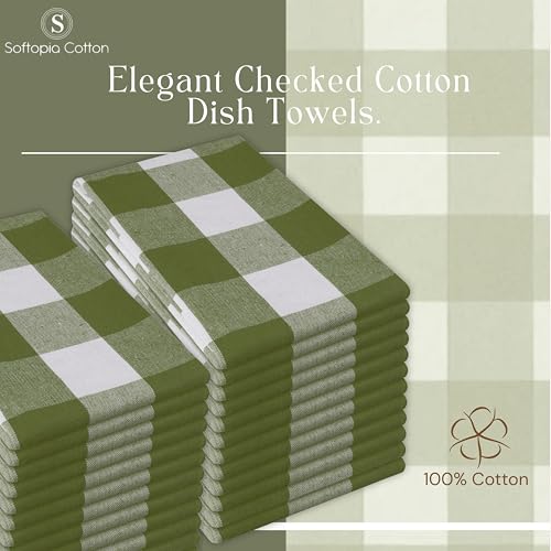 Mint Green and White 12 Pack Buffalo Check Kitchen Towels, 16x26 Inches, 100% Cotton Dish Cloths, Reusable Hand Towels for Drying Glassware, Cleaning Spills, Farmhouse Plaid Towel - color: Mint Green, size: 16 X 26 - 12 Pack