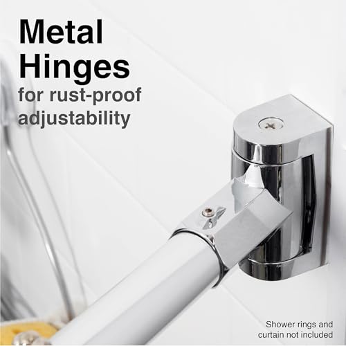 JS Jackson Supplies Single Curved Shower Rod, Metal Construction, Adjustable Between 36 to 61 Inches, Aluminum Rods and Zinc Mounting Hardware, Quality Modern Bathware, Chrome Finish - color: Chrome
