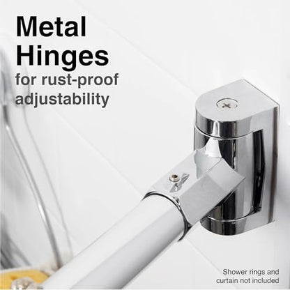 JS Jackson Supplies Single Curved Shower Rod, Metal Construction, Adjustable Between 36 to 61 Inches, Aluminum Rods and Zinc Mounting Hardware, Quality Modern Bathware, Chrome Finish - color: Chrome