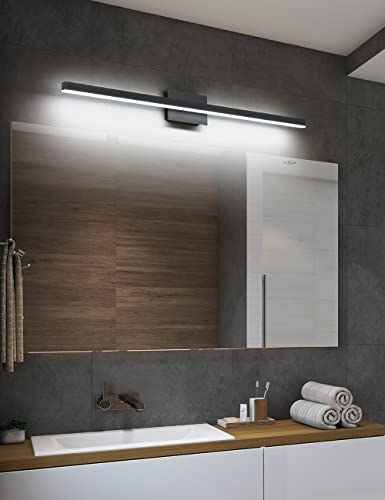 Joossnwell LED Vanity Light Black 47.2inch Modern Bathroom Lighting Fixtures Over Mirror Aluminum Wall Lights 30W 6000K - color: Black-Not Dimmable, size: 47.2"Long-6000K