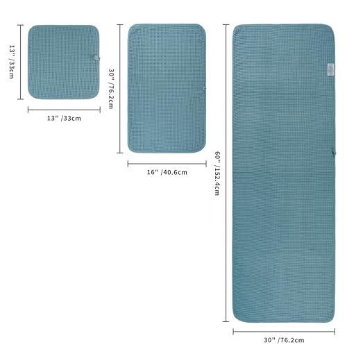 POLYTE 430 GSM Poly Blend Microfiber Quick Dry Waffle Bath Towel Set of 6 | 2-Body Towels, 2-Hand Towels, 2-Wash cloths, Oversize, Lint Free - color: Green