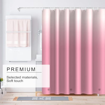 TIKABC Shower Curtain Liner, 4G PEVA Shower Liner, Plastic Waterproof Shower Curtains, with Grommet Holes and 3 Magnetic Weights(Gradient Pink) - color: Gradient Pink