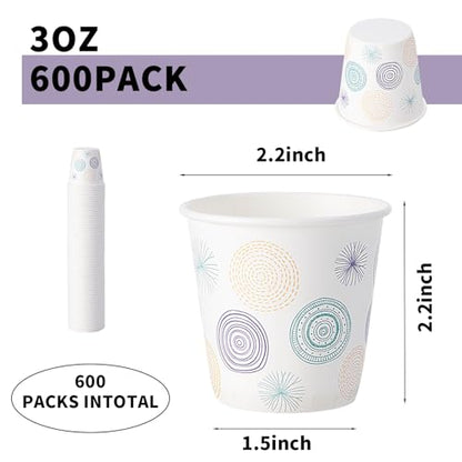 Tamone 600 Pack 3 oz Bathroom Cups, Small Paper Cups, Mouthwash Cups, Disposable Paper Cups,3oz Paper Cups for Party, Picnic, BBQ, Travel, Home and Event - color: Beige