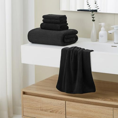 Oversized Bath Towels Extra Large 40x80 Inches Bath Sheets for Adults Super Soft Quick Dry Highly Absobent Microfiber Shower Towels (6 Piece,Black) - color: Black 6 Piece, size: 6 Piece