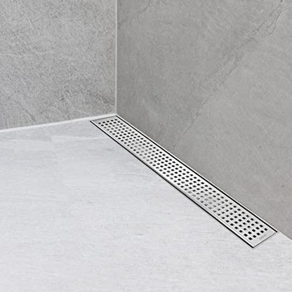 Neodrain 18" Linear Shower Drain, Brushed 304 SS Bathroom Linear Drain,cUPC | Brushed Nickel Shower Drain with Quadrato Grate& Adjustable Feet, Long Rectangle Shower Floor Drain in Bathroom, Balcony etc - color: Brushed Nickel, size: 18 In