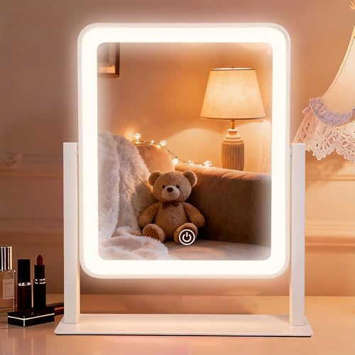 YEKKOPT Vanity Mirror with Lights, 12"x10" LED Makeup Mirror, 3 Color Modes | Smart Touch Sensor,3 Adjustable Lighting Modes,Modern Vanity Decor,Rechargeable & Cordless Design,Ideal Gift Choice - size: 12"L x 10"W