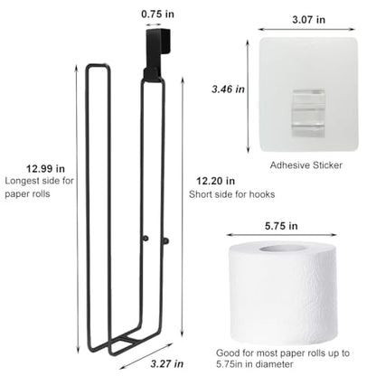 Black Toilet Paper Holder, Over The Tank Toilet Paper Roll Holder Wall Mount, Matte Black Camper Accessories Tissue Holder with Storage Extra 6 Roll Tissue, Small Bathroom Essential for New Home, 2Pcs - color: Black, 2pcs, 12.99in