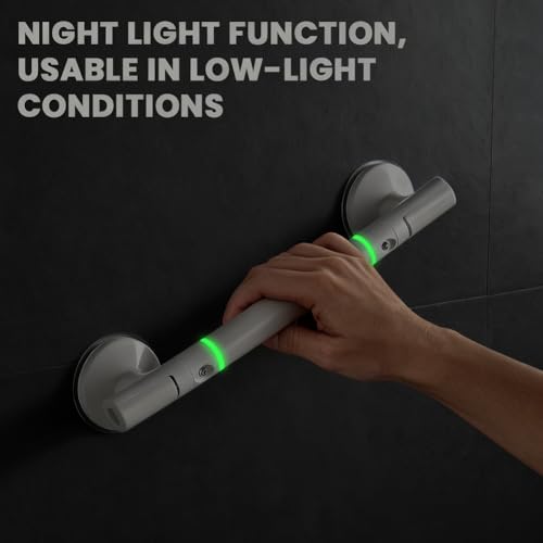 Grab Bars for Shower, 13.97 Inch Suction Shower Handles for Bathtubs and Showers fo-r Elderly, Bathroom Safety Bar fo-r Seniors, No Drilling(Color:White)