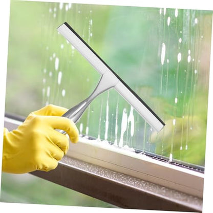 CALLARON Shower Squeegee with Hook Holder Stainless Steel Wiper for Bathroom and Glass Doors Streak-Free Scraper for Mirrors Tiles and Windows