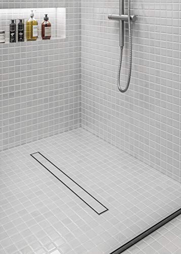 QM Drain 24-Inch Linear Shower Drain, 304 Stainless Steel, Reversible Grate 2 in 1 Tile-In or Smooth Surface