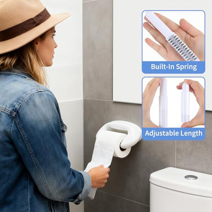 4 Pcs Spring Loaded Toilet Paper Holder,Tissue Holder for Toilet | Plastic Toilet Tissue Roll Holder Insert,White Toilet Paper Holder Replacement Rod For Toilet or Bathroom Fixture