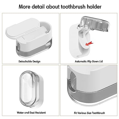 BALUCA 3 PCS Travel Toothbrush Head Covers Caps, Tooth Brush Protector Case Wall Mounted Hanging Rack Organizer for Travel, Camping, Bathroom, School, Business (Grey) - color: Grey