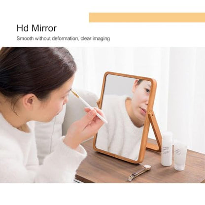Mokoze Wood Desk Mirror, Adjustable Tabletop Vanity Mirror, 10.55" x 7.87" | Clear Glass Reflection, Ideal for Vanities, Dressers,, Shelves, Countertops, Tabletop or Wall Display