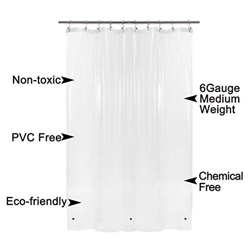 Barossa Design 54x78 Inch Stall Shower Curtain/Liner Heavy Duty, Clear | 8G Thick PEVA, 3 Magnets at Bottom, 10 Rustproof Grommets, Waterproof, PVC Free, 54x78 Inches for Bathroom Stall - color: 1a. Clear, size: 54"W x 78"L (Pack of 1)