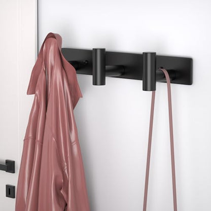 HUFEEOH Coat Hooks Wall Mount, Stainless Steel 3 Hooks Towel Hooks Black T Shaped Coat Hanger Wall Mount, Heavy Duty Wall Hooks Purse Rack for Hanging - color: Black, size: 1 Pack "T" shape 3 hooks