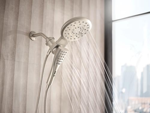 Moen Verso Brushed Nickel Eight-Function 7" Wide Spray Shower Head and Detachable Handshower Combo with 72" Hose, 220C3BN - color: Brushed Nickel