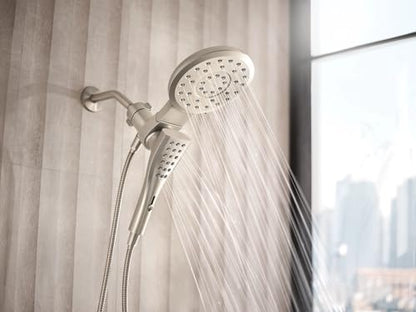 Moen Verso Brushed Nickel Eight-Function 7" Wide Spray Shower Head and Detachable Handshower Combo with 72" Hose, 220C3BN - color: Brushed Nickel