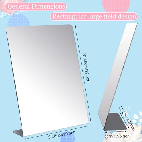 8 Pcs Counter Top Mirror Freestanding Table Desk Mirror Self Portrait Single Sided Acrylic Glass for Tabletop Desk Counter Bedroom Office Bathroom Home Dorm (9 x 10 Inch) - size: 9 x 10 Inch