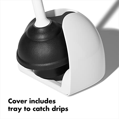 OXO Good Grips Toilet Plunger with Cover and Holder, White