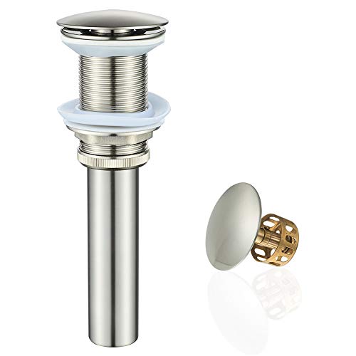 Bathroom Sink Drain Without Overflow Vessel Sink Lavatory Vanity Pop Up Drain Stopper, Brushed Nickel - color: Brushed Nickel, size: Without Overflow