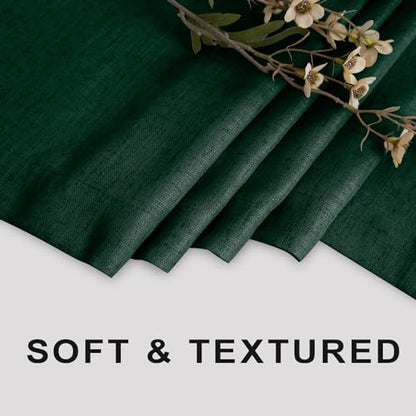 KOUFALL Dark Green Waterproof Linen Fabric Shower Curtain 54x72 Inch Length - color: Dark Green, size: 54"W x 72"L (Pack of 1)