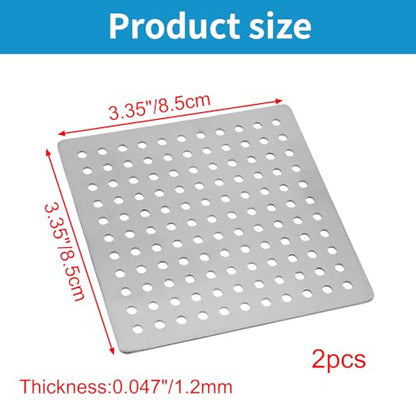 Square Drain Cover Grates,3.35" x 3.35" 304 Stainless Steel Drainage Grate Cover Replacement Floor Drain Strainer for Shower, Bathroom Floor, Balcony, and Outdoor Garden Drains -2pcs - size: 3.35" x 3.35"