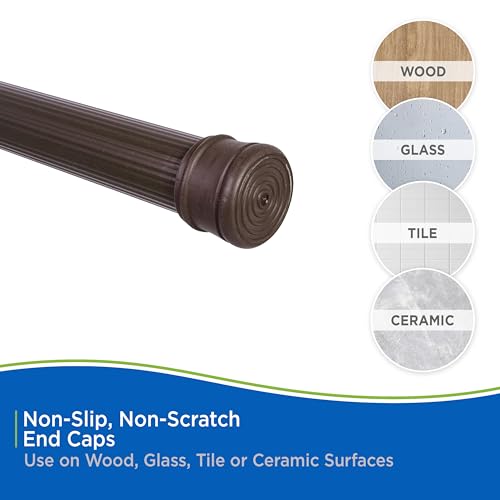 Kenney KN609L/15 Twist & Fit No Tools Spring Tension Standard Shower Curtain Rod with Non-Slip, Non-Scratch Ends, 42-72" Adjustable Length, Easy Install, Brown, 1" Diameter Rust Resistant Steel Tube - color: Chocolate