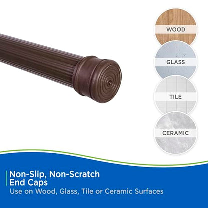Kenney KN609L/15 Twist & Fit No Tools Spring Tension Standard Shower Curtain Rod with Non-Slip, Non-Scratch Ends, 42-72" Adjustable Length, Easy Install, Brown, 1" Diameter Rust Resistant Steel Tube - color: Chocolate