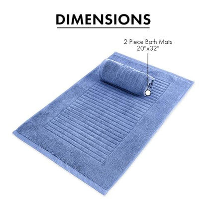 CTT - 2 Piece Bathroom Rugs Set, 100% Cotton Bath Mats, Comfy & Highly Absorbent Bathroom Floor Mats, Machine Washable | 20"x32" (Royal Blue) - color: Royal Blue