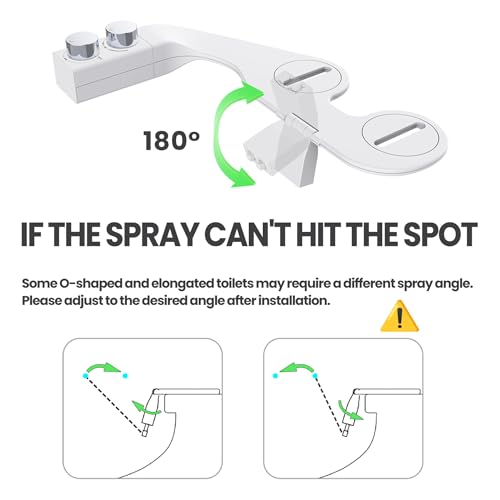 Toilet Bidet With Left/Right Side Reversible Design, Fresh Water, Non-Electric, Toilet Bidet Attachment, Right/Left Hand Side with Dual Nozzle, Self-Clean, Easy to Install (White Knob) - color: White Knob
