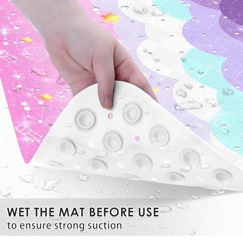 Cute Pink Purple Galaxy Bathtub Shower Mat Planet Cloudy Sky Non-Slip Tub Mat Extra Long Bath Floor Mats 40X16 Inch Machine Washable for Bathroom Tub Bath Mat for Toddler and Baby - color: Pink Purple Galaxy