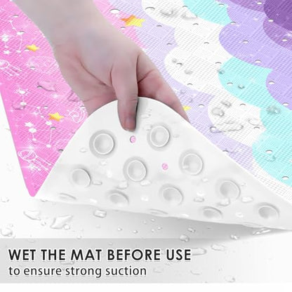 Cute Pink Purple Galaxy Bathtub Shower Mat Planet Cloudy Sky Non-Slip Tub Mat Extra Long Bath Floor Mats 40X16 Inch Machine Washable for Bathroom Tub Bath Mat for Toddler and Baby - color: Pink Purple Galaxy