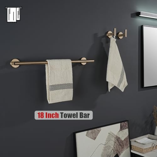 JQK Champagne Bronze Towel Bar, 20.5 Inch 304 Stainless Steel Thicken 0.8mm Towel Rack Bathroom, Towel Holder Wall Mount, Useable Length 18 Inch, TB110L18-CB - color: Champagne Bronze, size: 20.5 Inch