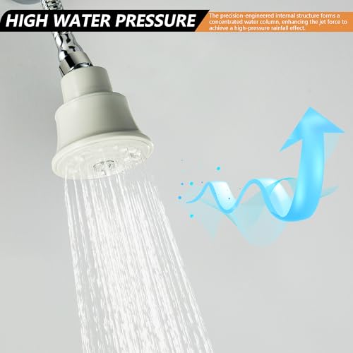 High Pressure Shower Head with Adjustable Shower Arm, Chrome 11.8 Inches Flexible Shower Head for Small Shower Stall High Pressure Shower Head Extension Arm with Flange