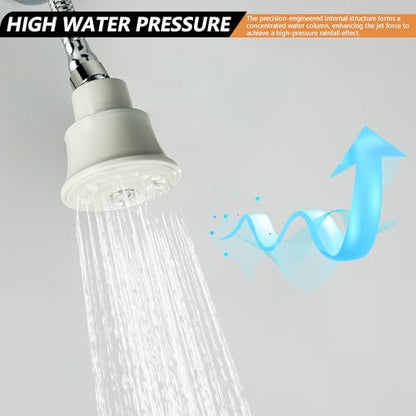High Pressure Shower Head with Adjustable Shower Arm, Chrome 11.8 Inches Flexible Shower Head for Small Shower Stall High Pressure Shower Head Extension Arm with Flange