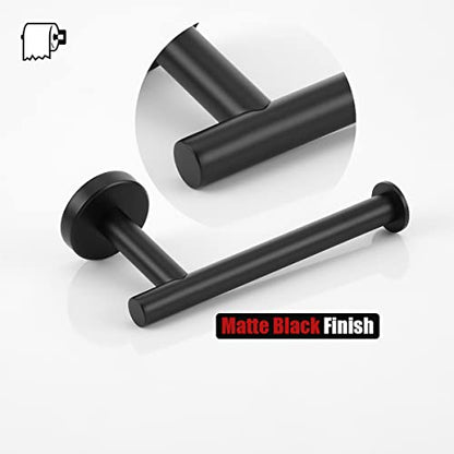 JQK Black Toilet Paper Holder, 5 Inch 304 Stainless Steel Thick 0.8mm Tissue Paper Dispenser, Matte Black Wall Mount, 2 Pack, TPH120-PB-P2 - color: Black, size: Knob(2 Pack)