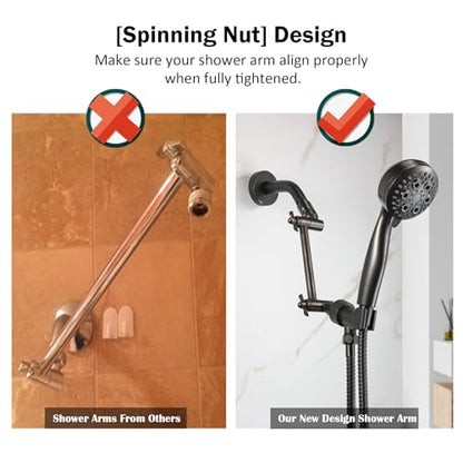 6 Inch Adjustable Shower Head Extension Arm, All-Metal Shower Arm Extender with Locking Set Screw for Rainfall, Fixed, Handheld Showerheads, G1/2 Universal Thread, Oil Rubbed Bronze - color: ORB, style: 6 Inch
