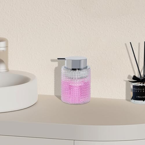 Foaming Hand Soap Dispenser, 10 oz Refillable Clear Glass Foam Soap Dispenser with Large Pump Bottle Container for Kitchen and Bathroom,1 pc - color: Silver