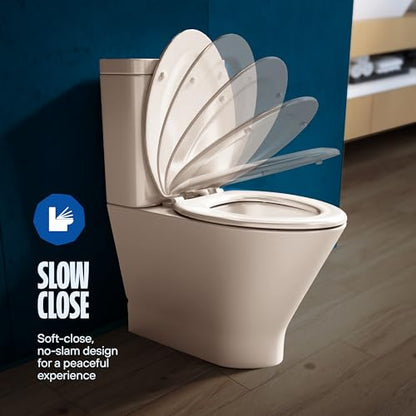 Highcraft B4TSWE Elongated Molded Wood Toilet Seat Slow Close ? Easy Remove ? Adjustable Hinge, Bone - color: Bone