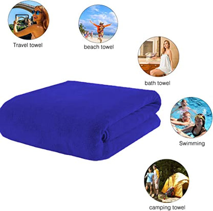 MYLSMPLE Luxury Microfiber Bath Towel Extra Large Bath Sheet Blue Beach Towel Fast Drying Hotel Bathroom Towel (36 Inch X 72 Inch, Dark Blue) - color: Dark Blue
