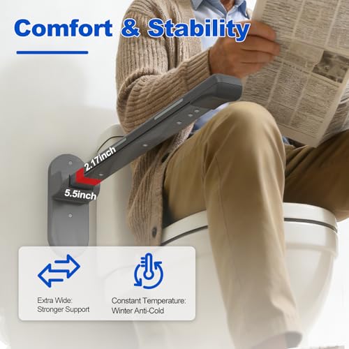 SPECILITE Flip-Up Toilet Grab Bar - 445lb Heavy Duty Support for Bathroom | Waterproof & Non-Slip Safety Rail, Wall-Mounted Handrail with Night Glow Strips, for Seniors, Elderly, Handicap & Pregnant