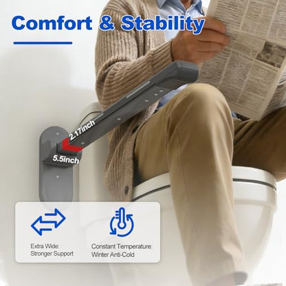 SPECILITE Flip-Up Toilet Grab Bar - 445lb Heavy Duty Support for Bathroom | Waterproof & Non-Slip Safety Rail, Wall-Mounted Handrail with Night Glow Strips, for Seniors, Elderly, Handicap & Pregnant