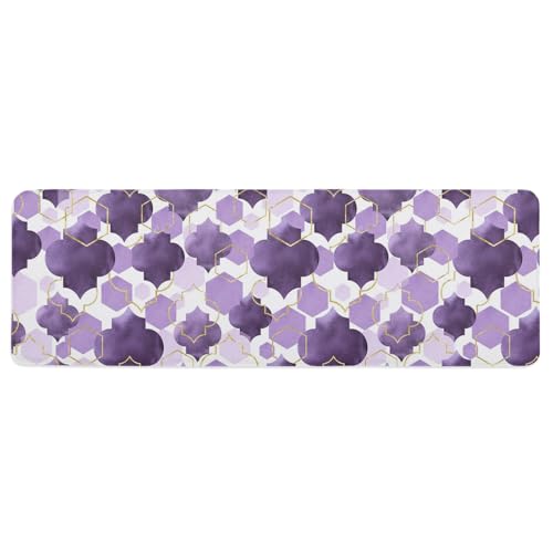 Libaoge Modern Geometric Kitchen Mat Rug 1 PCS Abstract Purple Ombre Runner Rug Anti-Fatigue Comfort Memory Foam Standing Mat Non-Slip Floor Door Mat for Bathroom Bedroom 16x47in - color: Grape Purple, size: 1'4" x 3'11" (Rectangular)